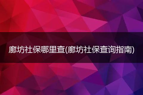 廊坊社保哪里查(廊坊社保查询指南)
