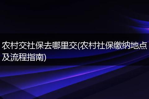 农村交社保去哪里交(农村社保缴纳地点及流程指南)