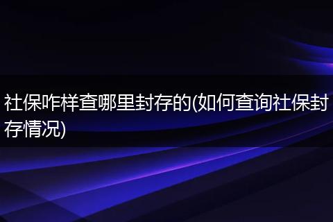 社保咋样查哪里封存的(如何查询社保封存情况)