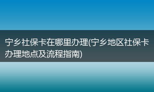 宁乡社保卡在哪里办理(宁乡地区社保卡办理地点及流程指南)