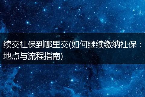 续交社保到哪里交(如何继续缴纳社保：地点与流程指南)