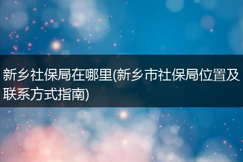 新乡社保局在哪里(新乡市社保局位置及联系方式指南)