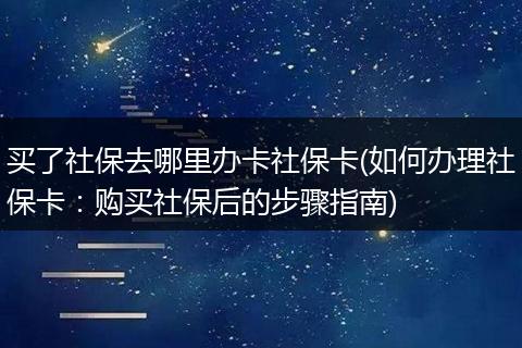买了社保去哪里办卡社保卡(如何办理社保卡：购买社保后的步骤指南)