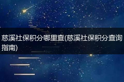 慈溪社保积分哪里查(慈溪社保积分查询指南)