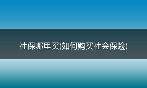 社保哪里买(如何购买社会保险)