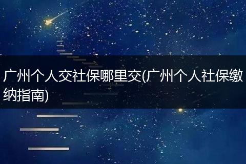 广州个人交社保哪里交(广州个人社保缴纳指南)