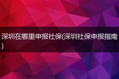 深圳在哪里申报社保(深圳社保申报指南)