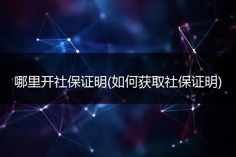 哪里开社保证明(如何获取社保证明)