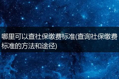哪里可以查社保缴费标准(查询社保缴费标准的方法和途径)