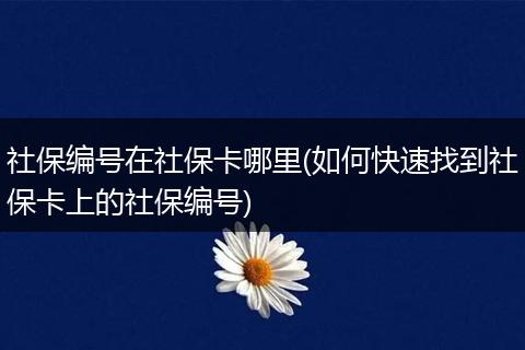 社保编号在社保卡哪里(如何快速找到社保卡上的社保编号)