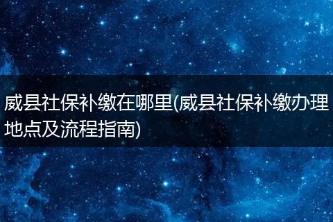 威县社保补缴在哪里(威县社保补缴办理地点及流程指南)