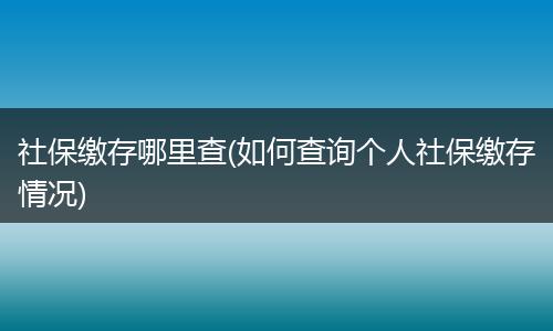 社保缴存哪里查(如何查询个人社保缴存情况)