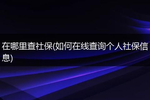 在哪里查社保(如何在线查询个人社保信息)