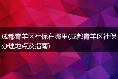 成都青羊区社保在哪里(成都青羊区社保办理地点及指南)
