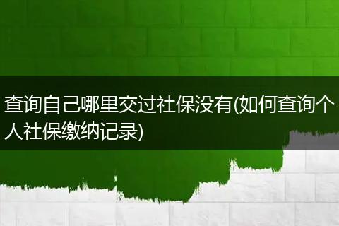 查询自己哪里交过社保没有(如何查询个人社保缴纳记录)