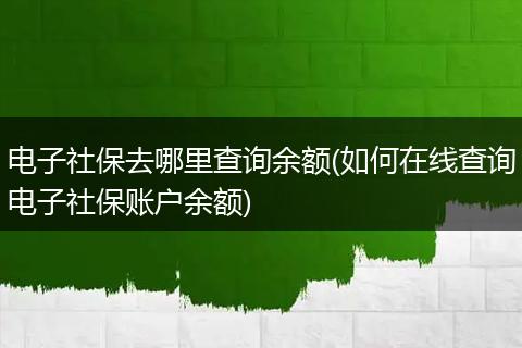 电子社保去哪里查询余额(如何在线查询电子社保账户余额)