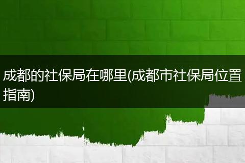 成都的社保局在哪里(成都市社保局位置指南)
