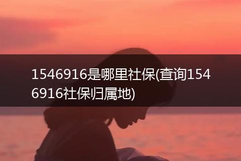 1546916是哪里社保(查询1546916社保归属地)