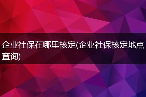 企业社保在哪里核定(企业社保核定地点查询)