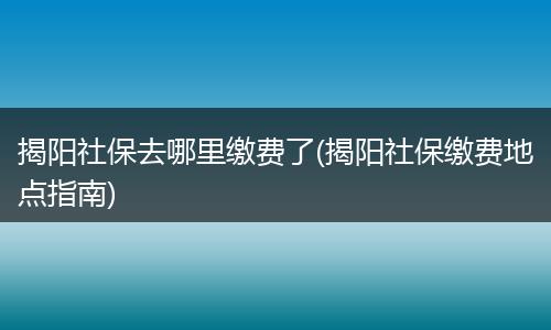 揭阳社保去哪里缴费了(揭阳社保缴费地点指南)