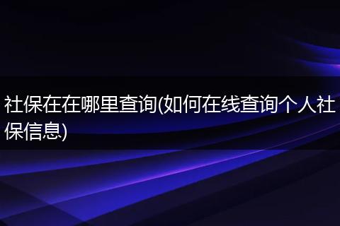 社保在在哪里查询(如何在线查询个人社保信息)