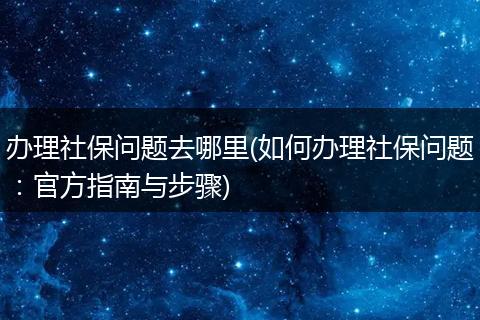 办理社保问题去哪里(如何办理社保问题：官方指南与步骤)