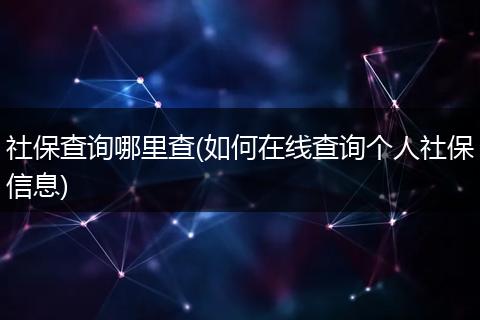 社保查询哪里查(如何在线查询个人社保信息)