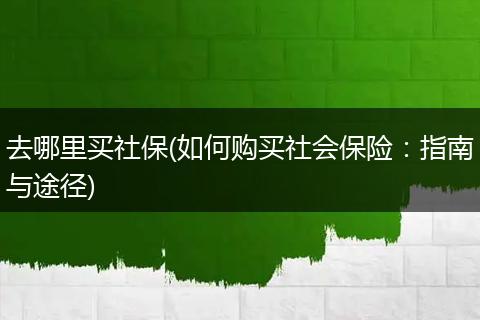 去哪里买社保(如何购买社会保险：指南与途径)