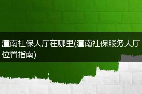潼南社保大厅在哪里(潼南社保服务大厅位置指南)