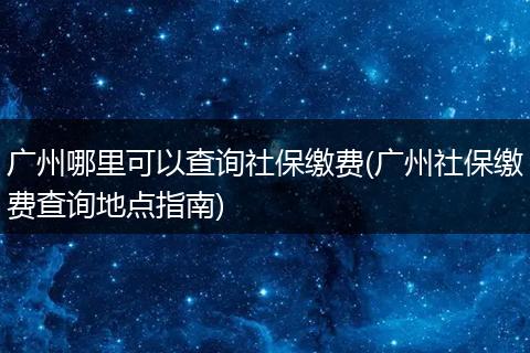 广州哪里可以查询社保缴费(广州社保缴费查询地点指南)