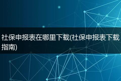 社保申报表在哪里下载(社保申报表下载指南)