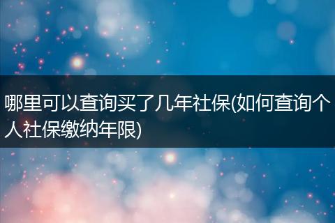 哪里可以查询买了几年社保(如何查询个人社保缴纳年限)