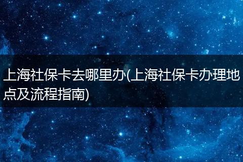 上海社保卡去哪里办(上海社保卡办理地点及流程指南)