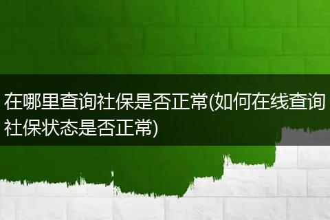 在哪里查询社保是否正常(如何在线查询社保状态是否正常)