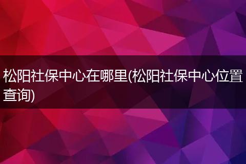 松阳社保中心在哪里(松阳社保中心位置查询)