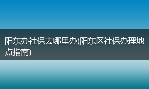 阳东办社保去哪里办(阳东区社保办理地点指南)