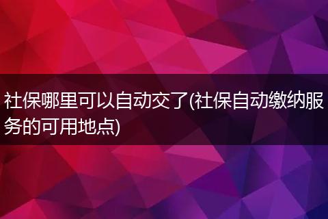 社保哪里可以自动交了(社保自动缴纳服务的可用地点)