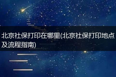 北京社保打印在哪里(北京社保打印地点及流程指南)