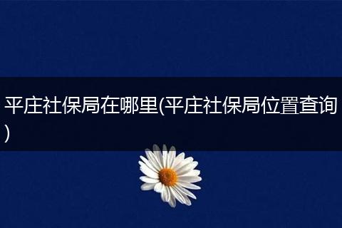 平庄社保局在哪里(平庄社保局位置查询)