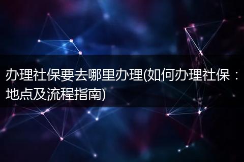 办理社保要去哪里办理(如何办理社保：地点及流程指南)