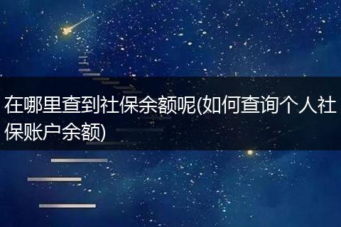 在哪里查到社保余额呢(如何查询个人社保账户余额)