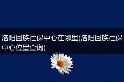 洛阳回族社保中心在哪里(洛阳回族社保中心位置查询)