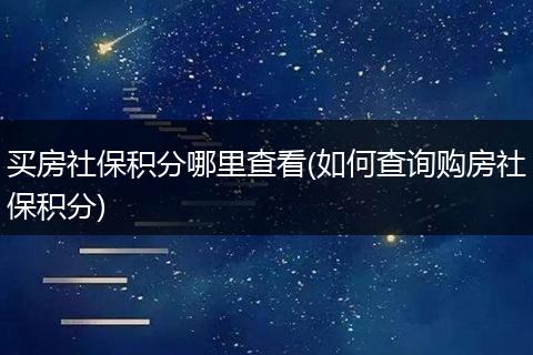 买房社保积分哪里查看(如何查询购房社保积分)