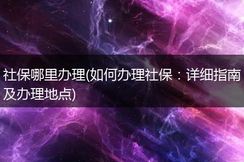 社保哪里办理(如何办理社保：详细指南及办理地点)