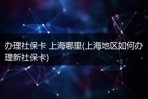 办理社保卡 上海哪里(上海地区如何办理新社保卡)