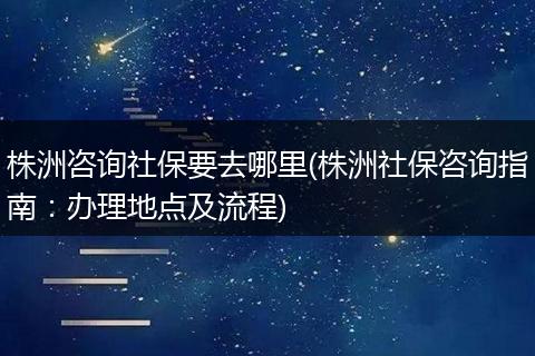 株洲咨询社保要去哪里(株洲社保咨询指南：办理地点及流程)