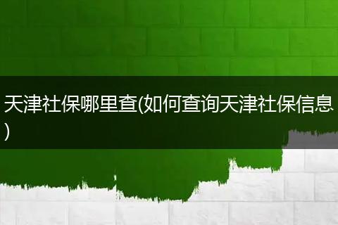 天津社保哪里查(如何查询天津社保信息)