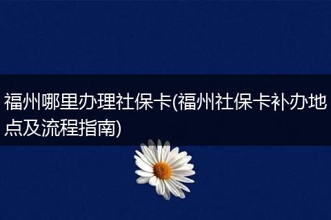 福州哪里办理社保卡(福州社保卡补办地点及流程指南)