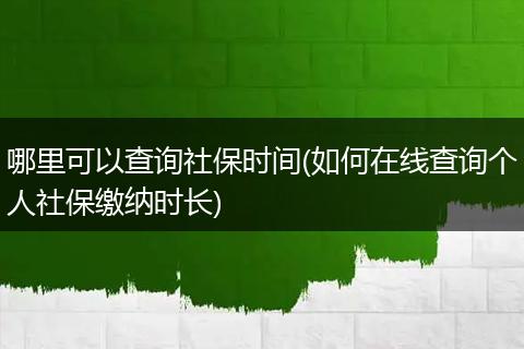 哪里可以查询社保时间(如何在线查询个人社保缴纳时长)