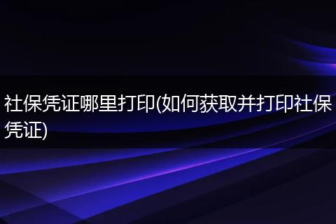 社保凭证哪里打印(如何获取并打印社保凭证)